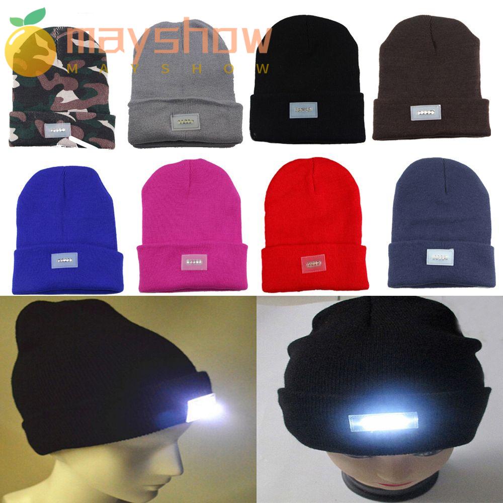 MAYSHOW Mũ Len Hip Hop Unisex Có Đèn LED