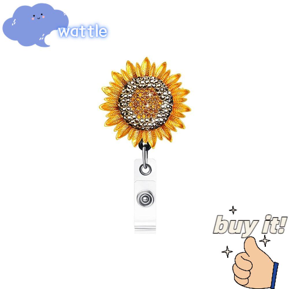 Kẹp Giữ Thẻ Gắn Thắt Lưng Tiện Dụng Giá Đỡ Cuộn Dây Huy Hiệu ID Bằng Hợp Kim Hình Hoa Hướng Dương Vàng Có Thể Thu Gọn Cho Văn Phòng