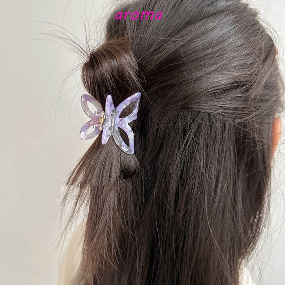AROMA Kẹp Tóc Đuôi Ngựa Bướm Rỗng Cá Tính Ngọt Ngào Cho Nữ