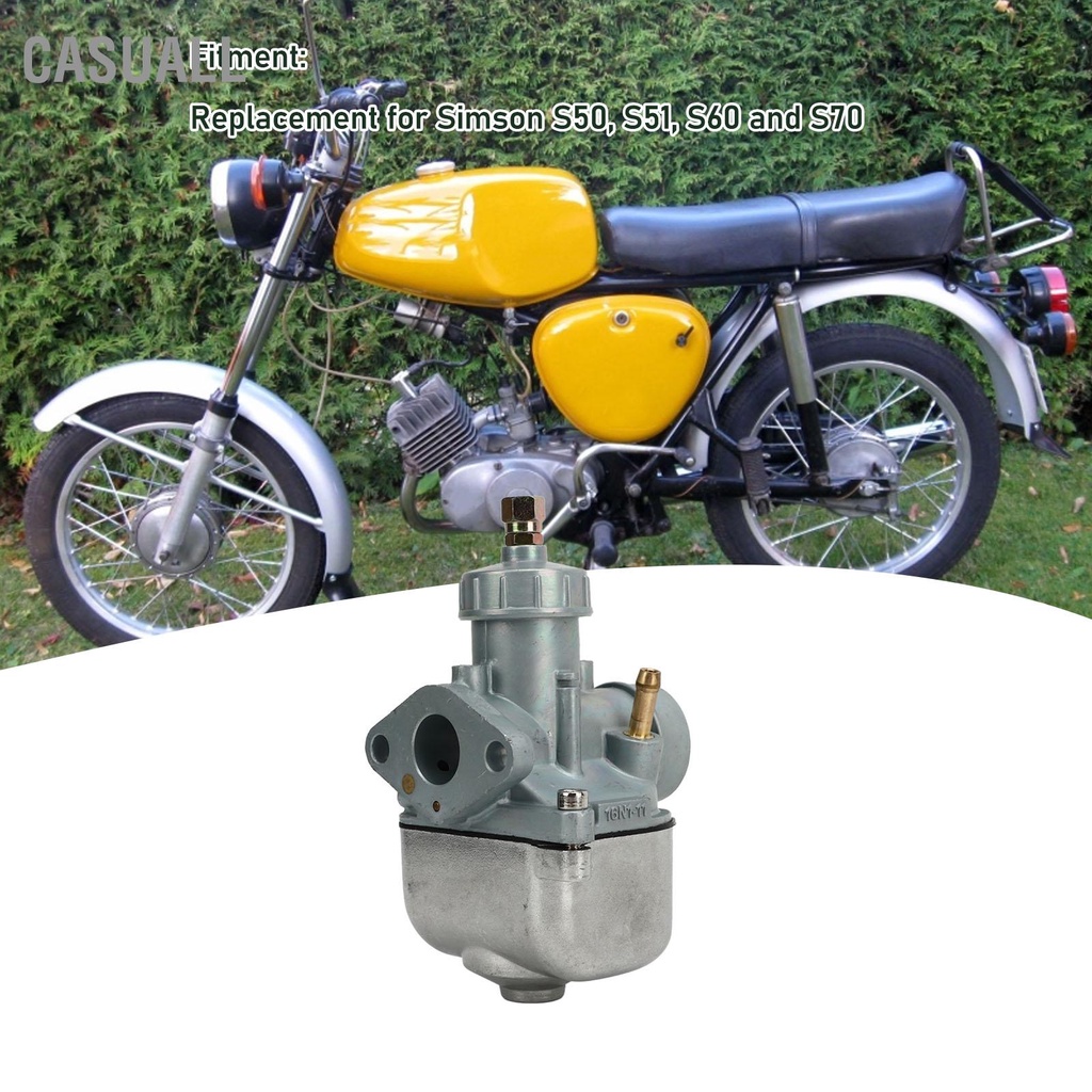 Hàng HOT Casuall Bộ chế hòa khí xe máy 16N1‑11 Thay thế Carb kim loại cho Simson S50 S51 S60 và S70