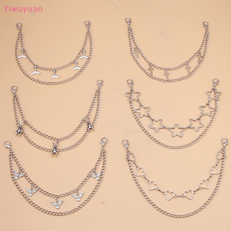 < Yiwuyuan > Dây Xích Kim Loại Nhiều Lớp Mặt Hình Thỏ Ngôi Sao Năm Cánh Phụ Kiện Túi Xách Đeo Chéo Dây Xích DIY Mới