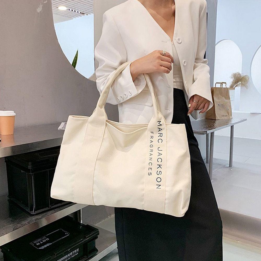Túi Xách Canvas Cỡ Lớn In Chữ Phong Cách Hàn Quốc Cho Nữ