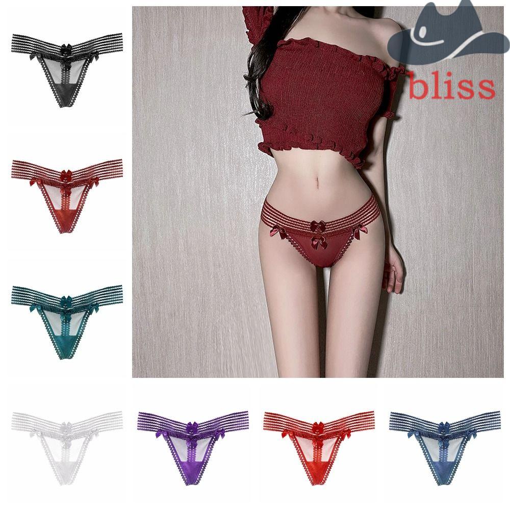 Quần Lót Ren Lưng Thấp Trong Suốt Họa Tiết Kẻ Sọc Quyến Rũ Cho Nữ