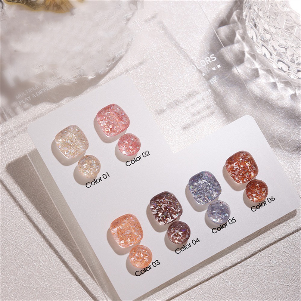 Gel sơn móng tay JULYSTAR họa tiết băng vỏ mica trong suốt kim sa lấp lánh thời trang mùa hè