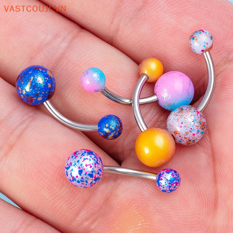 Set 5 Khuyên Rốn Bằng Thép Không Gỉ Acrylic Sơn Màu Sáng Tạo