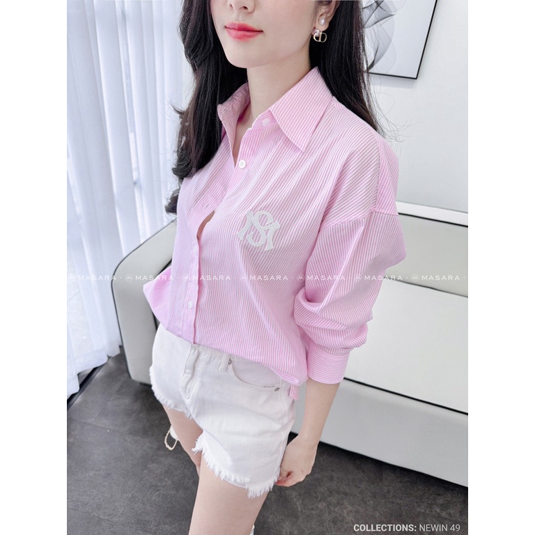 ÁO SƠ MI KẺ HỒNG THÊU MS KẺ HỒNG THANH LỊCH VÀ NỮ TÍNH