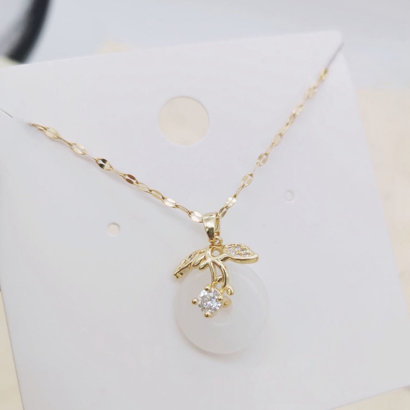 Ygt Dây Chuyền Bằng Thép Không Gỉ Mặt Khóa An Toàn Màu Xanh Bạc Hà Thanh Lịch Cổ Điển Cho Nữ