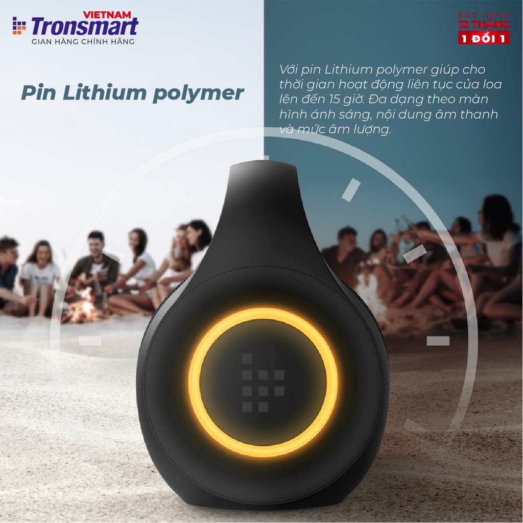 Loa Bluetooth Mini 5.3 ngoài trời chống nước Sounarc (by Tronsmart) BANG MINI – Đèn Led - Công suất 50W - Chống nước IPX