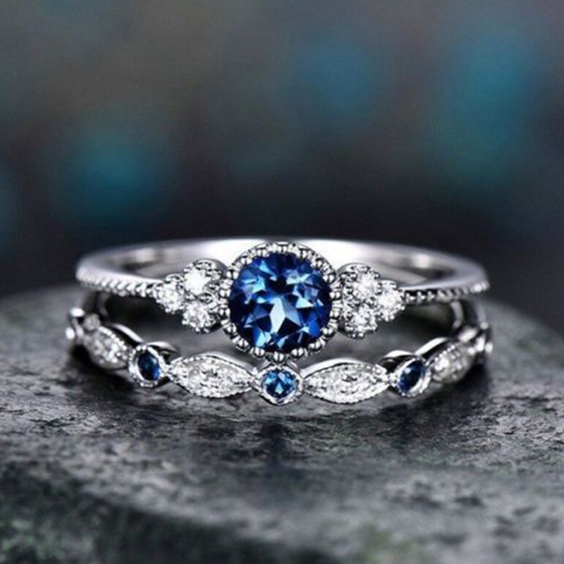 Set 2 Nhẫn Đính Đá Nhân Tạo Thời Trang Dành Cho Nữ