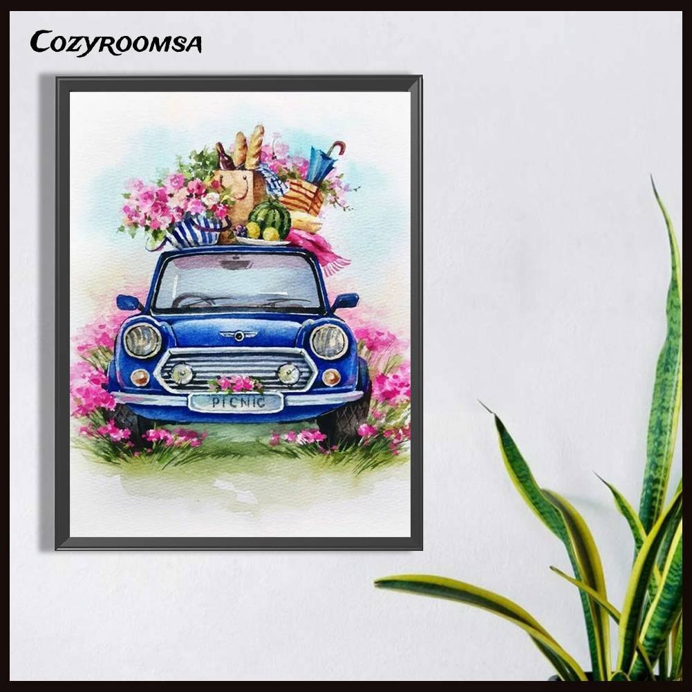 Tranh Đính Đá Kim Cương Toàn Bộ 5D DIY Hình Vẽ Hoa Trang Trí Nhà Cửa Xe Hơi