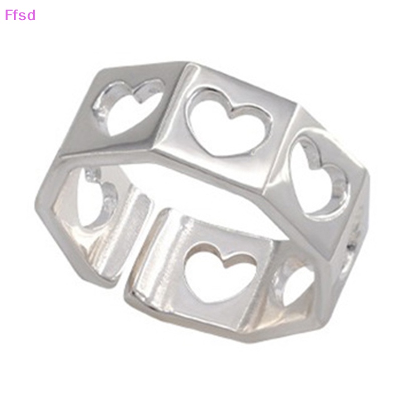 {Ffsd} Nhẫn Hở Họa Tiết Hình Học Trái Tim Rỗng Đơn Giản Điều Chỉnh Được Trang Sức Thời Trang Tối Giản Làm Quà Tặng Tiệc