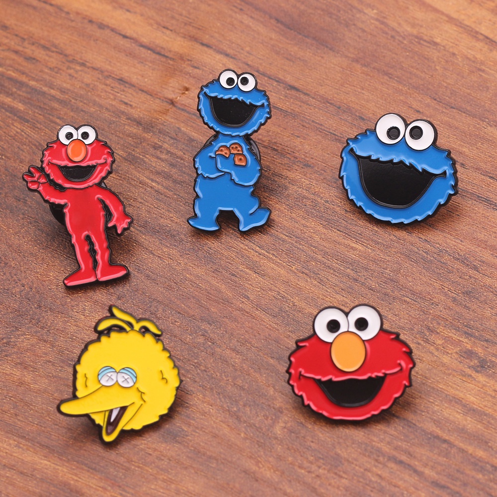 Ghim Cài Áo & Ghim Cài Thiết Kế Hoạt Hình Sesame Street Elmo Cookie Monster Dễ Thương