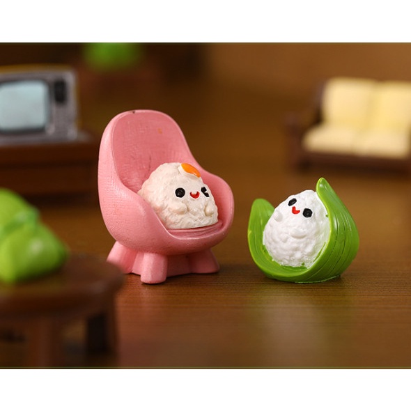 Mô hình lễ hội thỏ đua thuyền decor trang trí terrarium, chậu cây