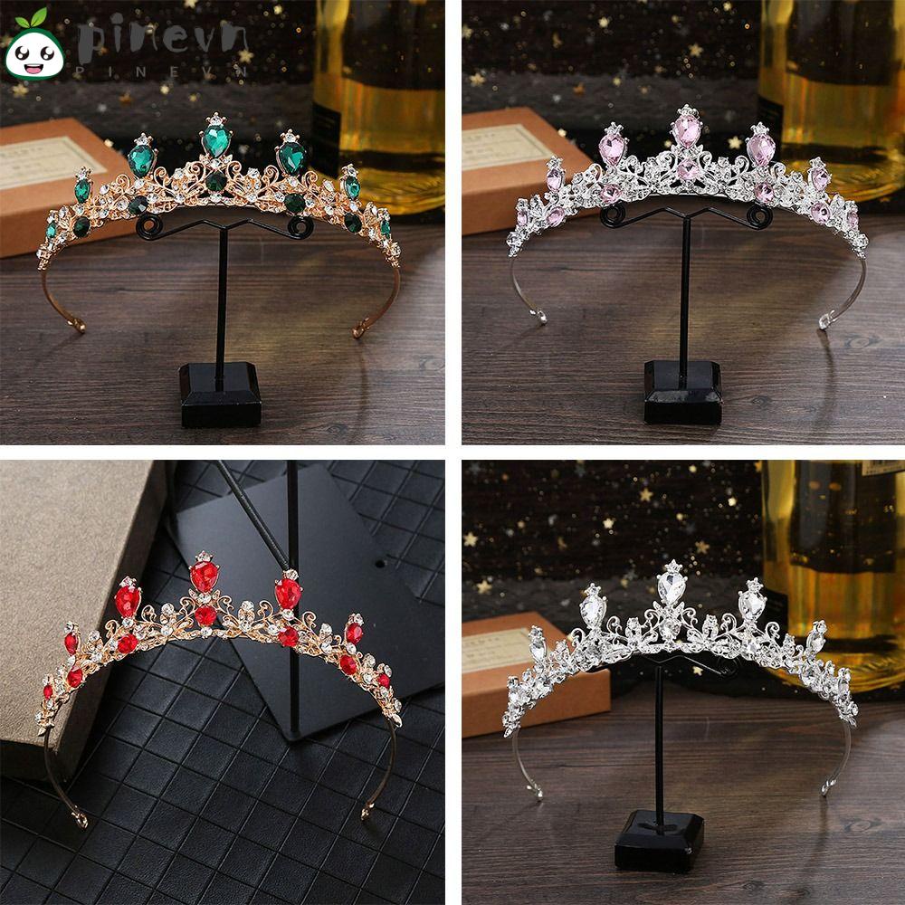 PINEVN Lược Cài Tóc Hình Vương Miện Đính Pha Lê Lấp Lánh Cho Cô Dâu