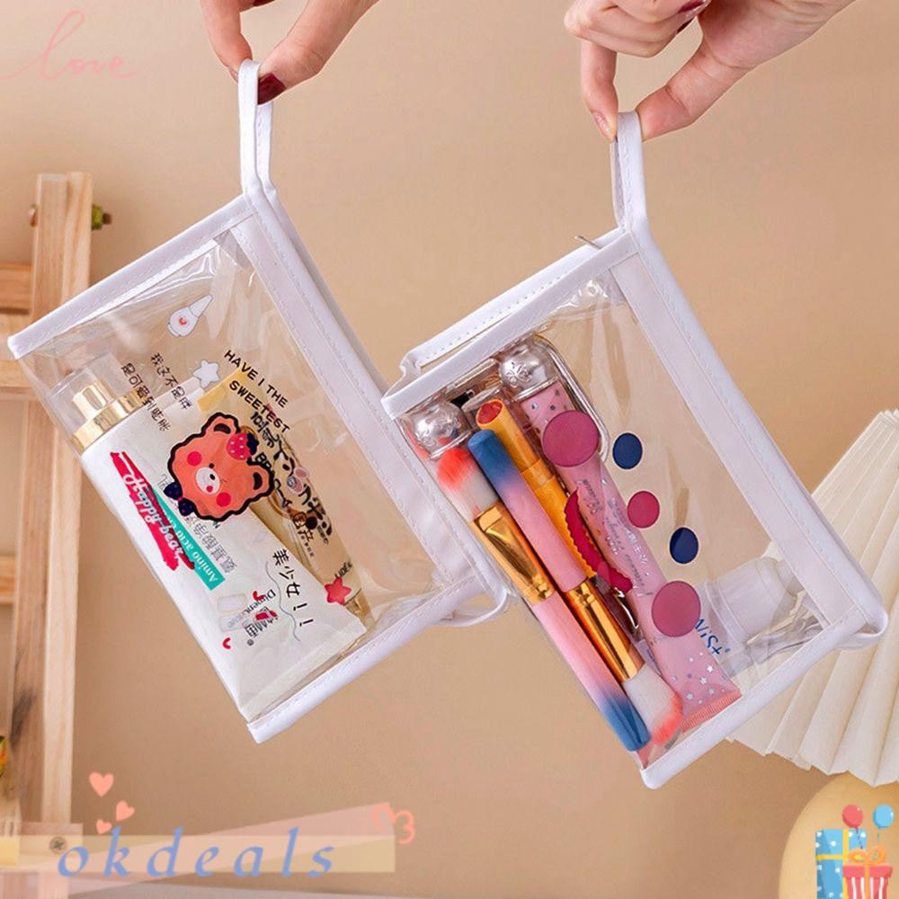 OKDEALS Túi Nhựa PVC Trong Suốt Đựng Đồ Trang Điểm Họa Tiết Hoạt Hình Ốp