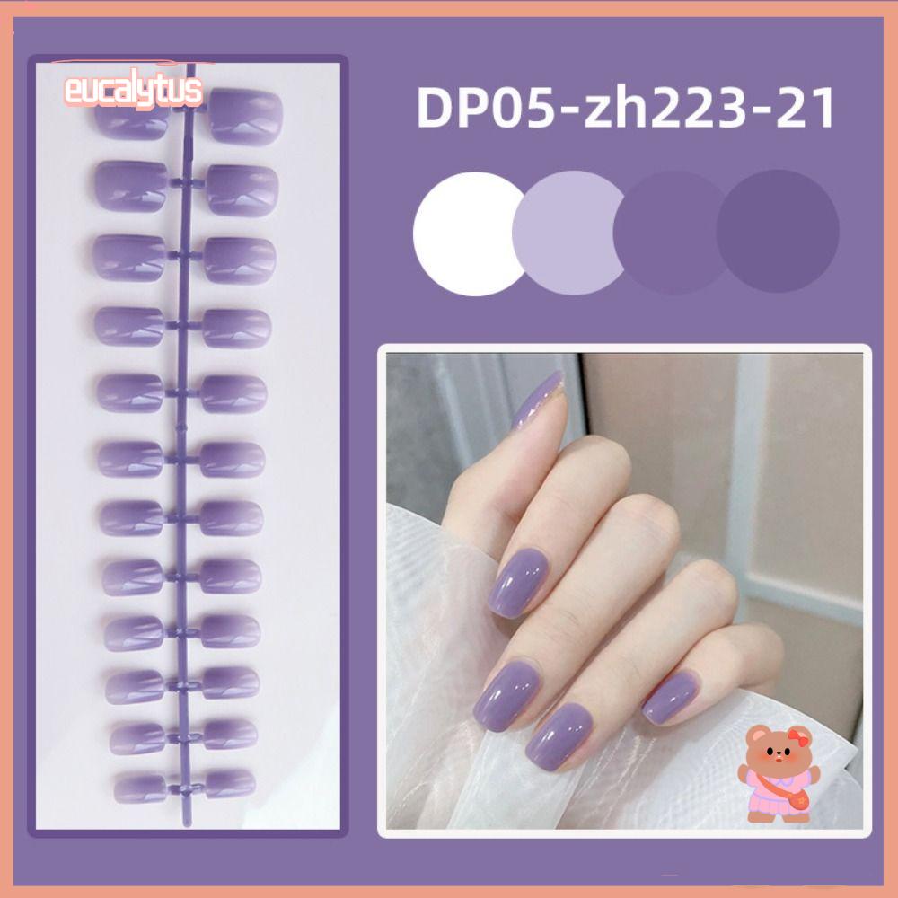EUTUS Bộ 24 Móng Tay Giả Ngắn Màu Sắc Thời Trang Cho Nữ