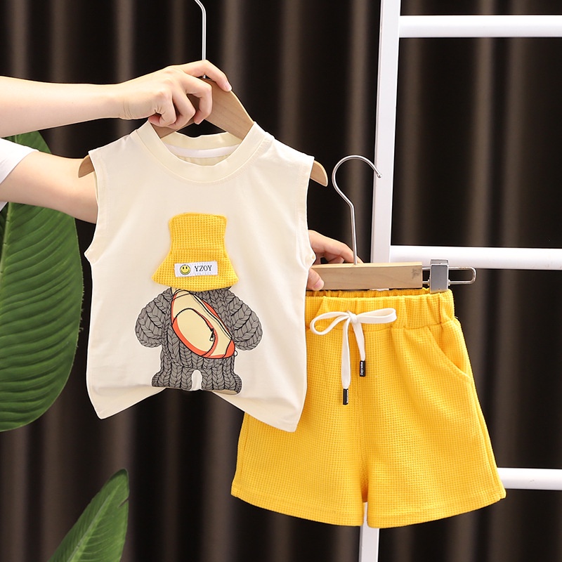 Set Áo Thun Ba Lỗ Và Quần Short Thời Trang Mùa Hè Phong Cách Hàn Quốc Cho Bé Trai / Gái