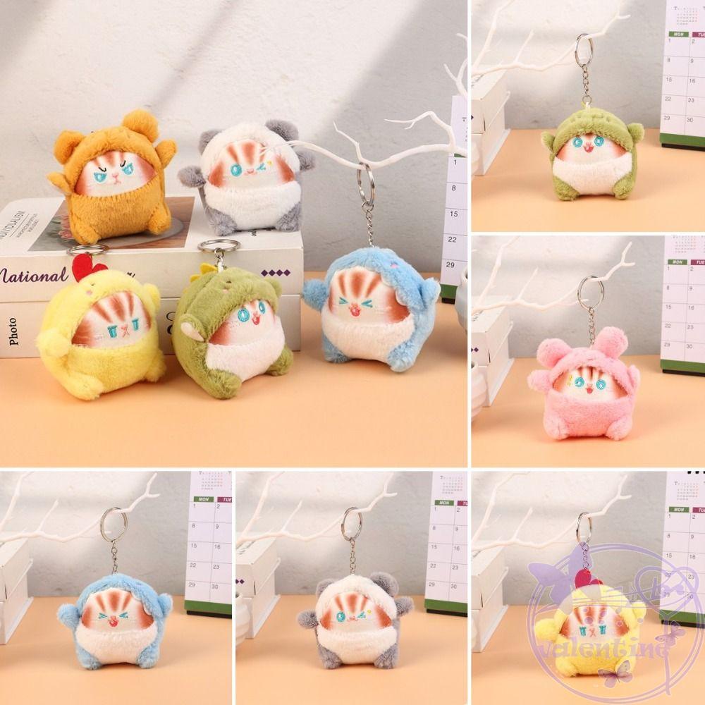 AVALENTINE Móc Khóa Hình Chú Mèo Nhồi Bông Đáng Yêu