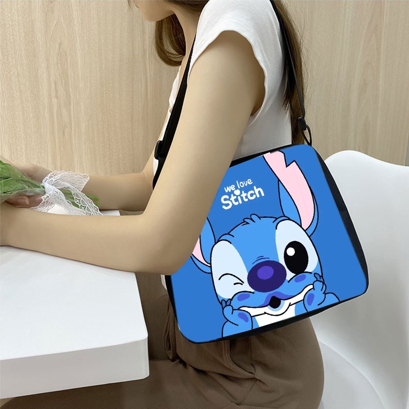 Túi Xách Đeo Vai In Hình Hoạt Hình Disney Lilo &amp; Stitch Dễ Thương Kích Thước 20X24Cm Thời Trang 2023 Cho Nữ