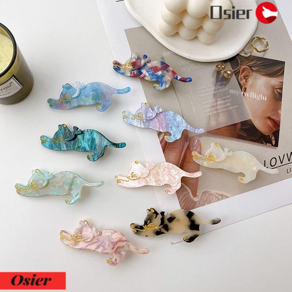 OSIER1 2 Kẹp Tóc Hình Mèo Thời Trang