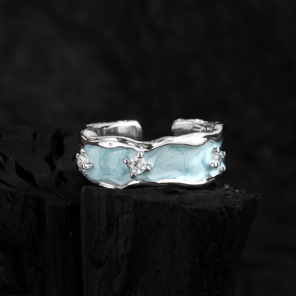 Nhẫn Đính Kim Cương Xanh Phong Cách Hip Hop Đường Phố Cá Tính Cho Nam Và Nữ