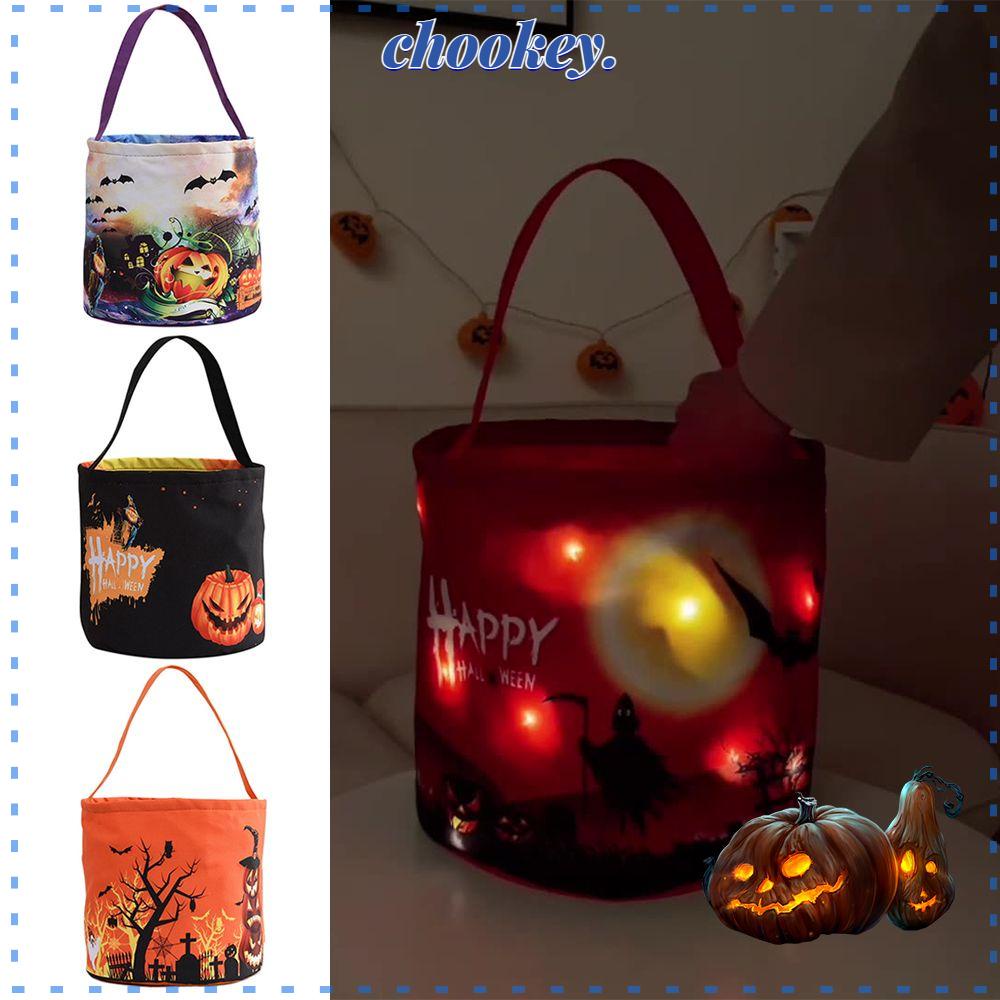 CHOOKEY Túi Đựng Quà Hình Quả Bí Ngô Có Đèn Led Phát Sáng Độc Đáo