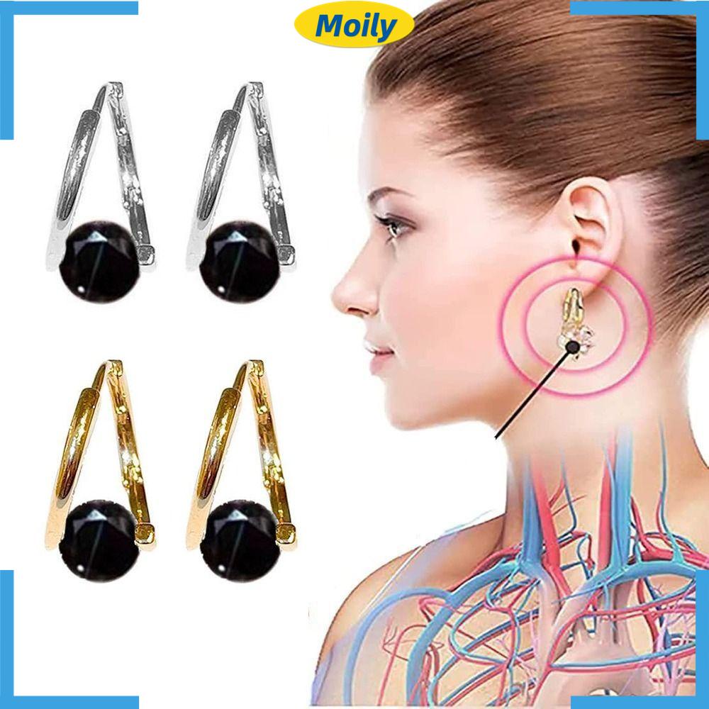 MOILYVN 2 Bông Tai Châm Cứu Kim Cương Đen Thanh Lịch Hiệu Quả Cho Nữ