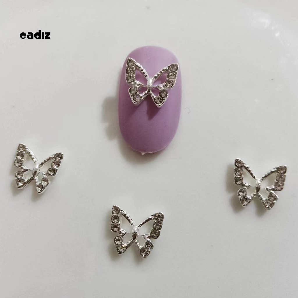 Bộ 20 Phụ Kiện Trang Trí Móng Tay Hình Bướm Bằng Hợp Kim Đính Đá Xinh Xắn