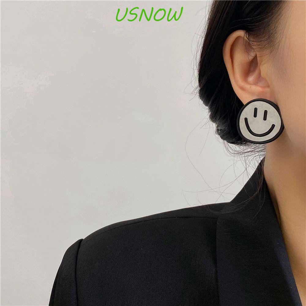 USNOW Bông Tai Nhựa Hình Mặt Cười Dễ Thương Phong Cách Hàn Quốc Cho Nữ
