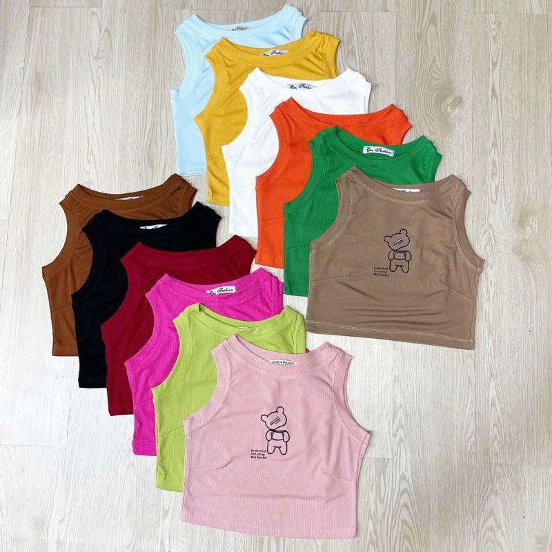 ÁO Thun 3 lỗ Sát Nách Croptop in hình gấu alohashop91