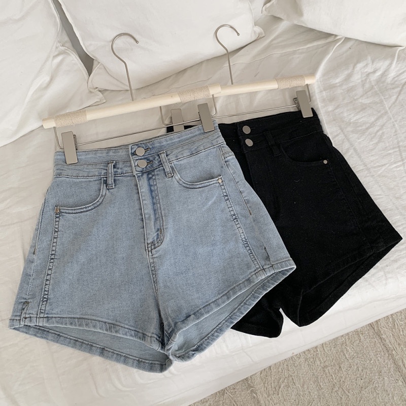 Quần Short Denim Lưng Cao In Họa Tiết Cá Tính Trẻ Trung