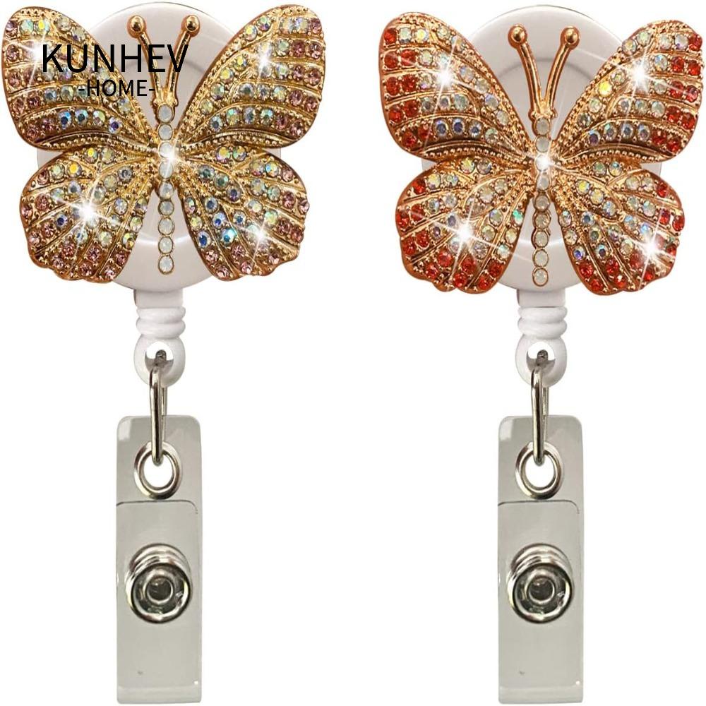 KUNHEV Set 2 Móc Khóa Hình Bướm Bằng Hợp Kim Có Thể Thu Gọn Dùng Làm Quà Tặng / Y Tá
