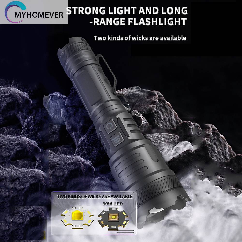 Đèn Pin Chống Nước IPX4 1200LM 30W LED Có Thể Sạc Lại Bằng Cổng USB