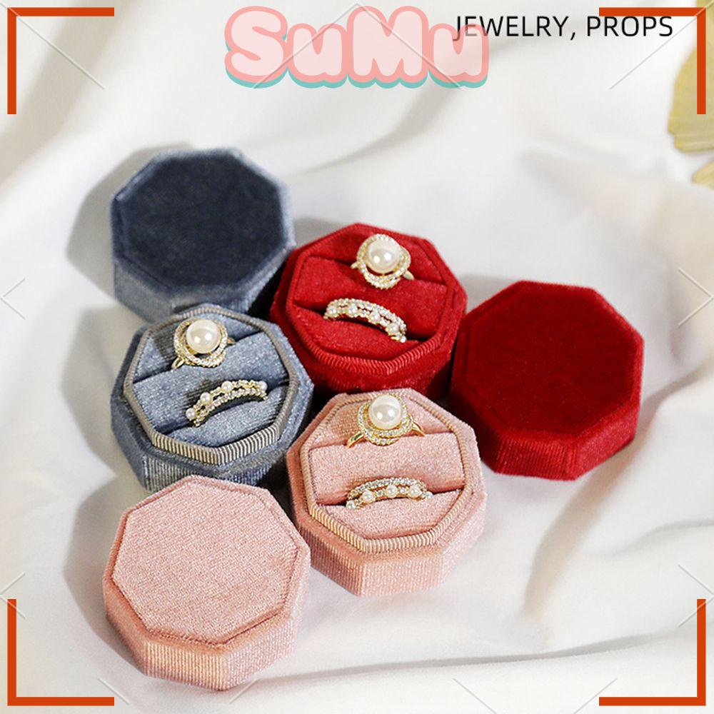 SUMU Hộp Đựng Trang Sức Hình Bát Giác Bằng Nhung Sang Trọng