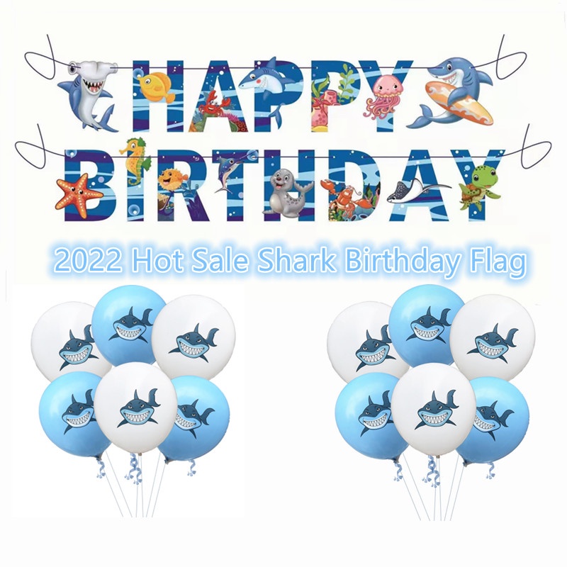 Set 74 Bong Bóng Cao Su Latex Chủ Đề Đại Dương Xanh Dương Và Trắng Trang Trí Tiệc Sinh Nhật Cho Bé Trai