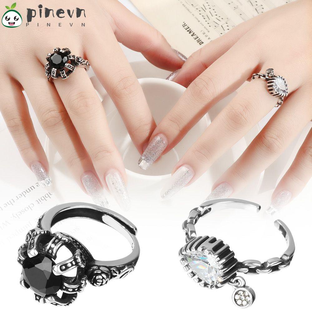 PINEVN Nhẫn Hở Màu Sắc Bạc Có Thể Điều Chỉnh Kích Cỡ