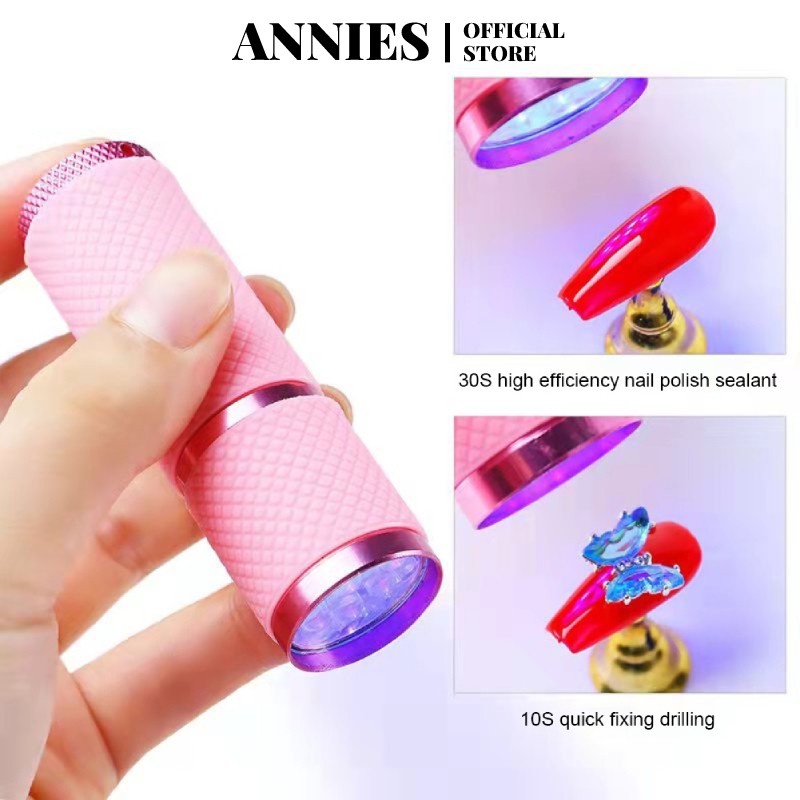 Đèn sấy khô sơn móng tay ANNIES mini kiểu dáng đèn pin silicone di động