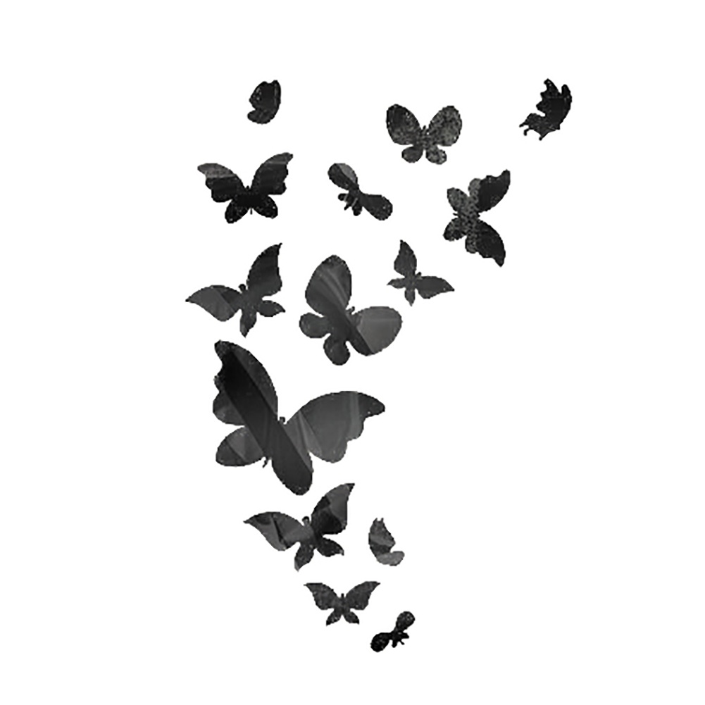 Set 14 Miếng Dán Tường Tráng Gương Acrylic Hình Bướm 3D DIY