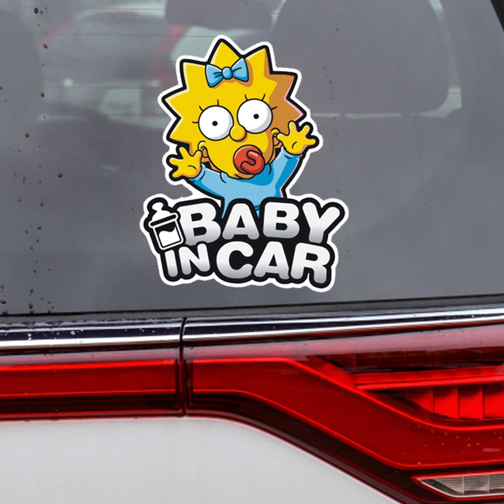 (Bất Ngờ) Đề Can Dán Xe Hơi Tự Dính Phản Quang Chống Thấm Nước Thân Thiện Với Môi Trường Hình Hoạt Hình Baby in Car
