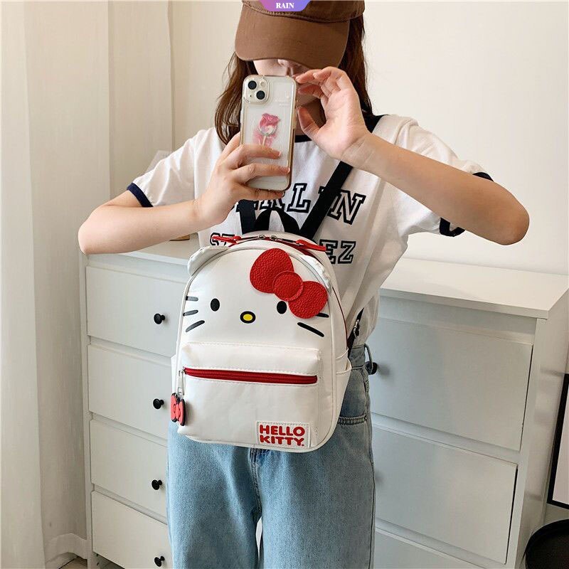Ba Lô Da PU Mini In Họa Tiết Hoạt Hình Sanrio Hello Kitty Thanh Lịch Cho Nữ