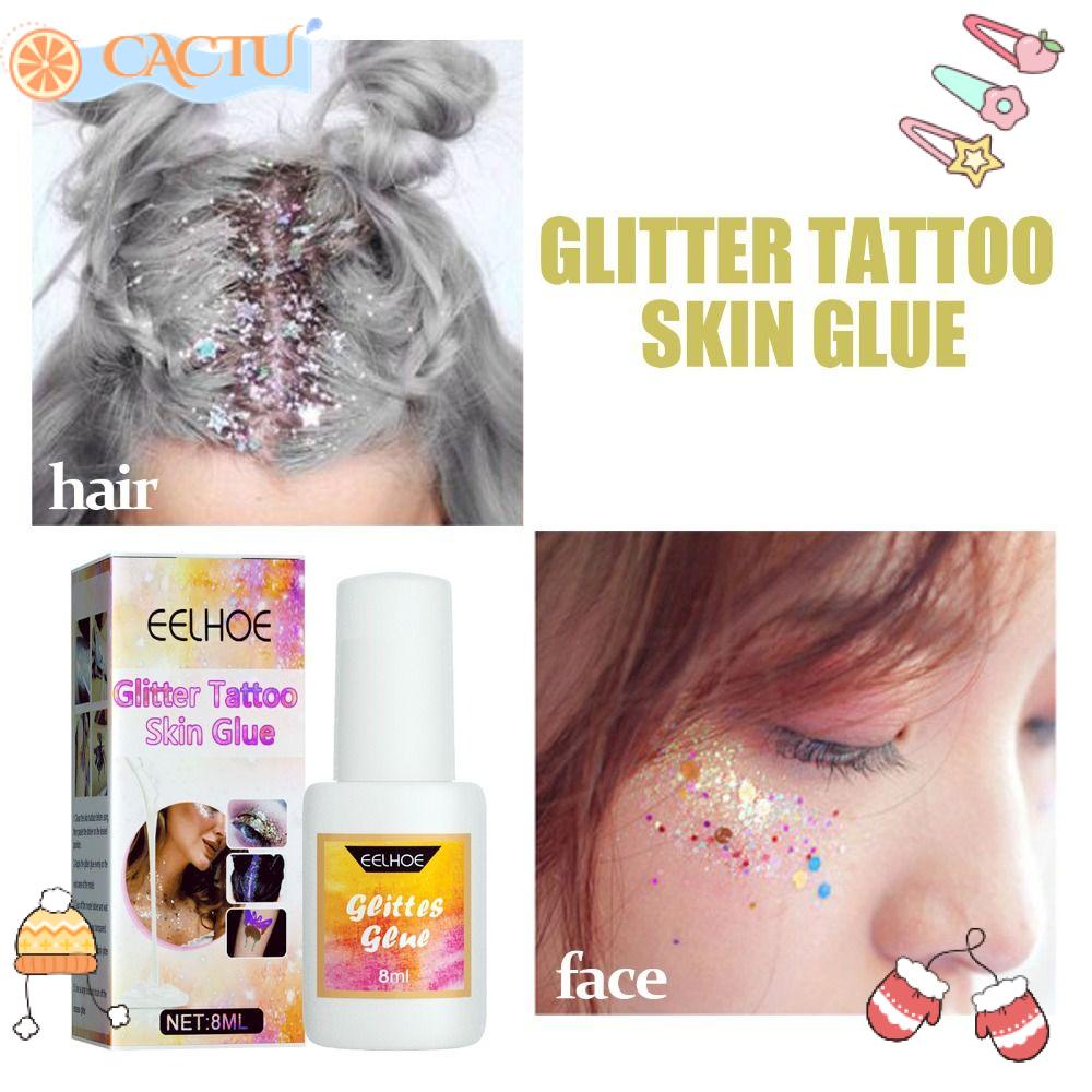 CACTU Keo Dán Hình Xăm Tạm Thời Chủ Đề Halloween Màu Sắc Trắng Lấp Lánh