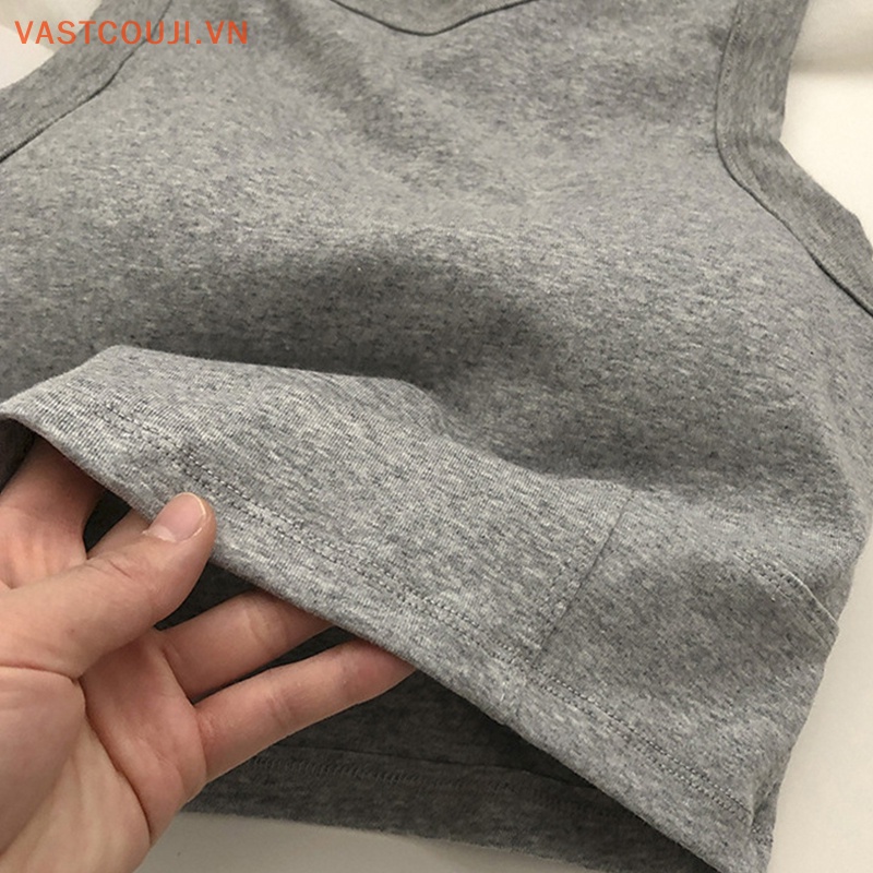Vastji Áo Croptop Không Tay Màu Trơn Có Đệm Ngực Thời Trang Mùa Hè