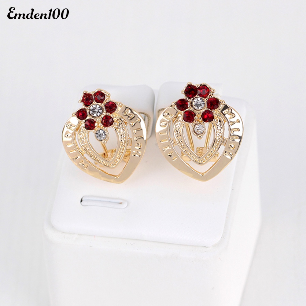 Bộ Trang Sức Họa Tiết Hoa Đính Đá Nhân Tạo Thời Trang Dành Cho Nữ