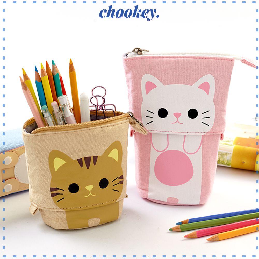 CHOOKEY Túi Đựng Bút Chì Cỡ Lớn Có Khóa Kéo Họa Tiết Mèo Dễ Thương