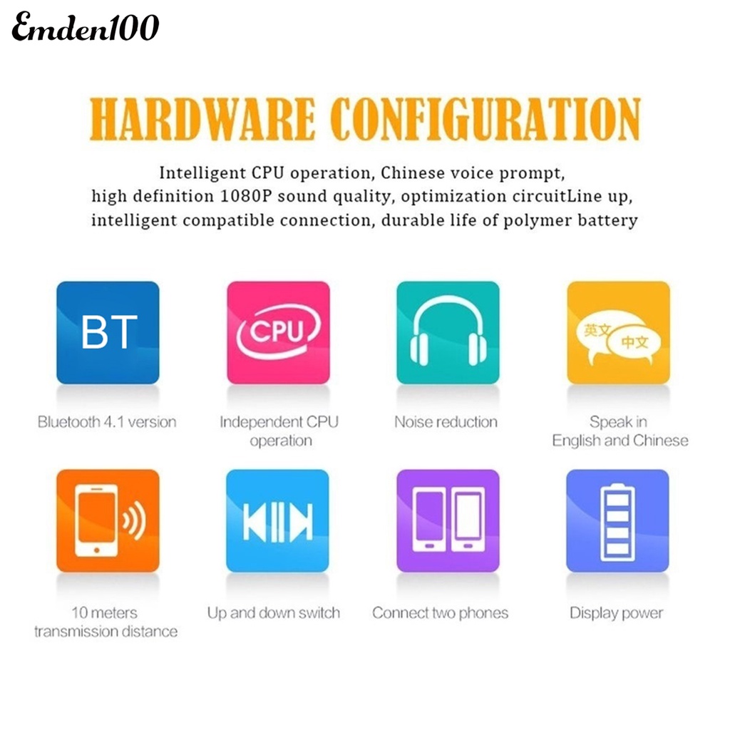 [EMDEN] Tai Nghe Nhét Tai Thể Thao XT11 Không Dây Kết Nối Bluetooth ic