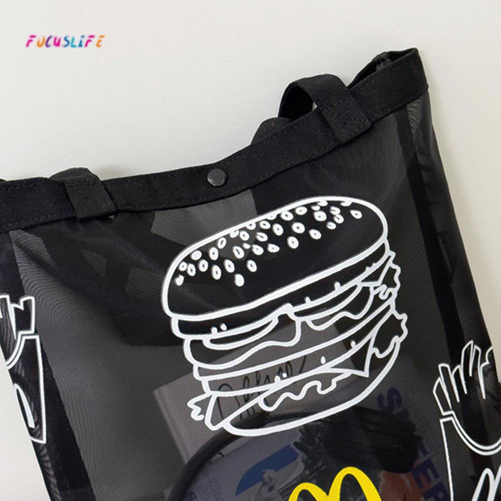 Mcdonald's mesh túi đeo vai dung tích lớn mcdonald's bao quanh vải gấp túi mua sắm nhẹ và thân thiện với môi trường