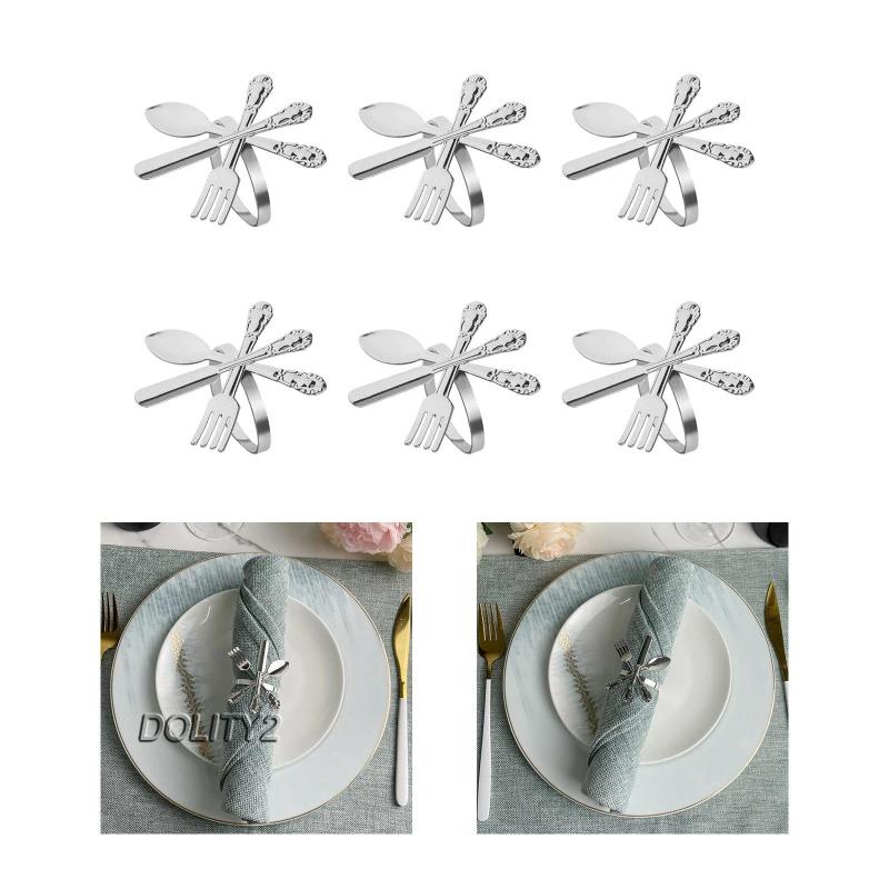 Set 6 Giá Đỡ Khăn Ăn Hình Muỗng Nĩa Độc Đáo Trang Trí Tiệc Sinh Nhật