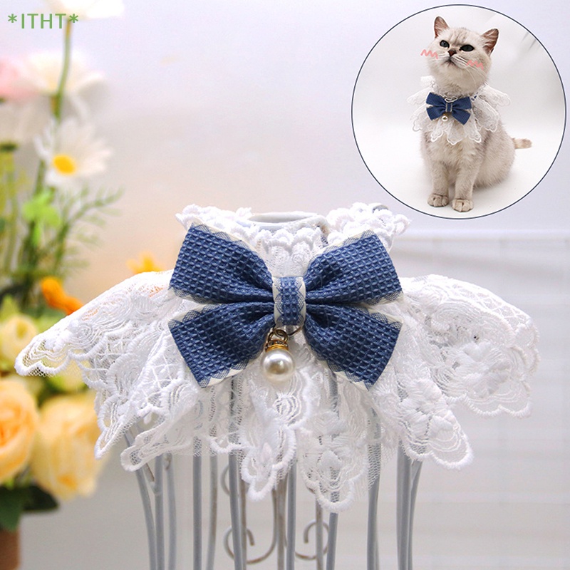 Dây Đeo Cổ Đính Nơ Và Ngọc Trai Giả Thời Trang Cho Thú Cưng Mới