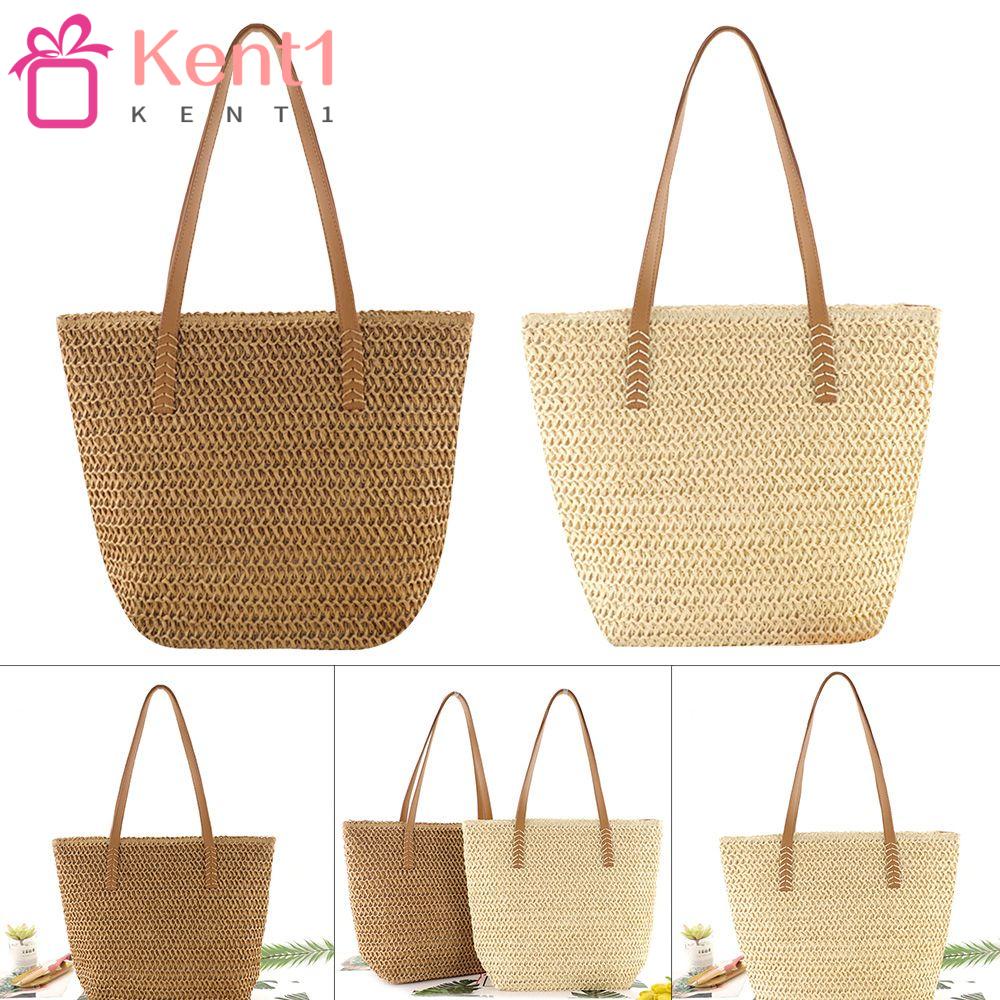 KENT1 Túi Xách Đan Rơm Thời Trang Mùa Hè Phong Cách Vintage