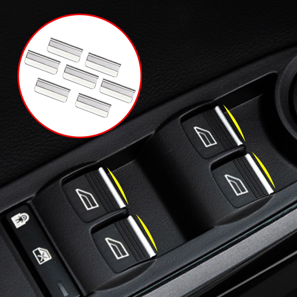 Bộ 7 Miếng Dán Nút Điều Khiển Cửa Sổ Cho Ford Focus 2 MK2 2005-2011 Focus 3 MK3 2012-2018
